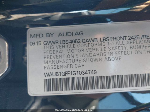 Photo 8 VIN: WAUB1GFF1G1034749 - AUDI S3 