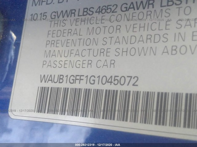 Photo 8 VIN: WAUB1GFF1G1045072 - AUDI S3 