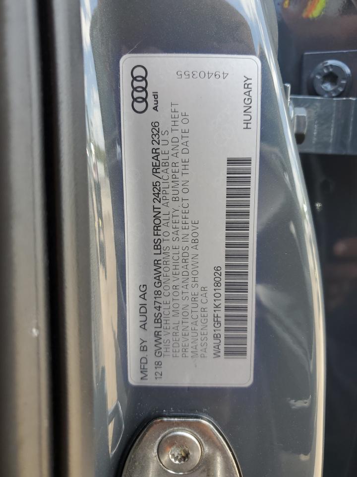 Photo 11 VIN: WAUB1GFF1K1018026 - AUDI S3 