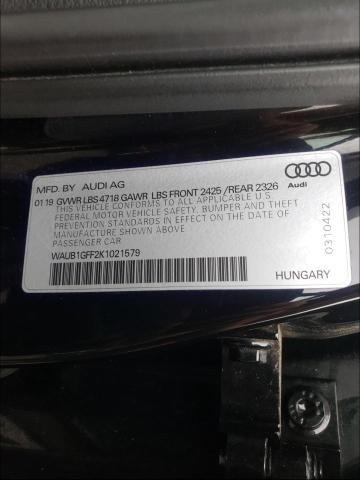 Photo 9 VIN: WAUB1GFF2K1021579 - AUDI S3 PREMIUM 