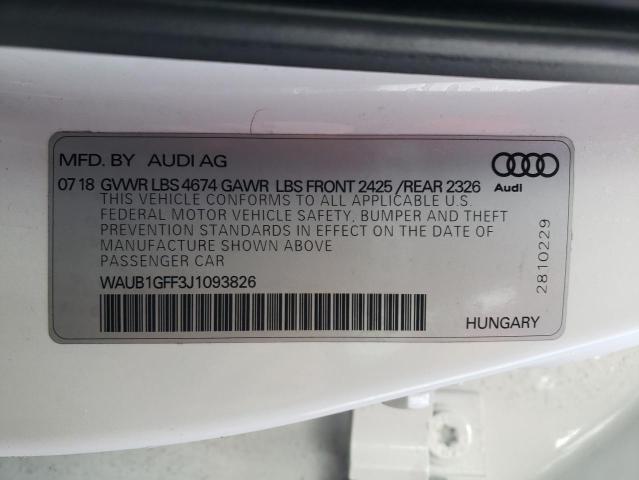 Photo 9 VIN: WAUB1GFF3J1093826 - AUDI S3 PREMIUM 