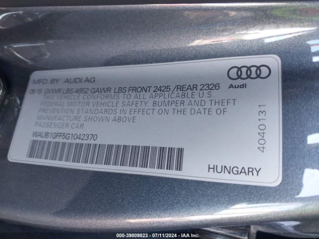 Photo 8 VIN: WAUB1GFF5G1042370 - AUDI S3 