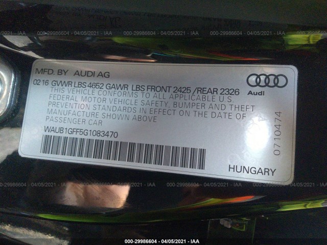 Photo 8 VIN: WAUB1GFF5G1083470 - AUDI S3 