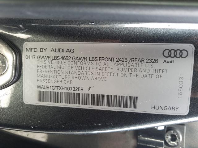 Photo 9 VIN: WAUB1GFFXH1073258 - AUDI S3 PREMIUM 