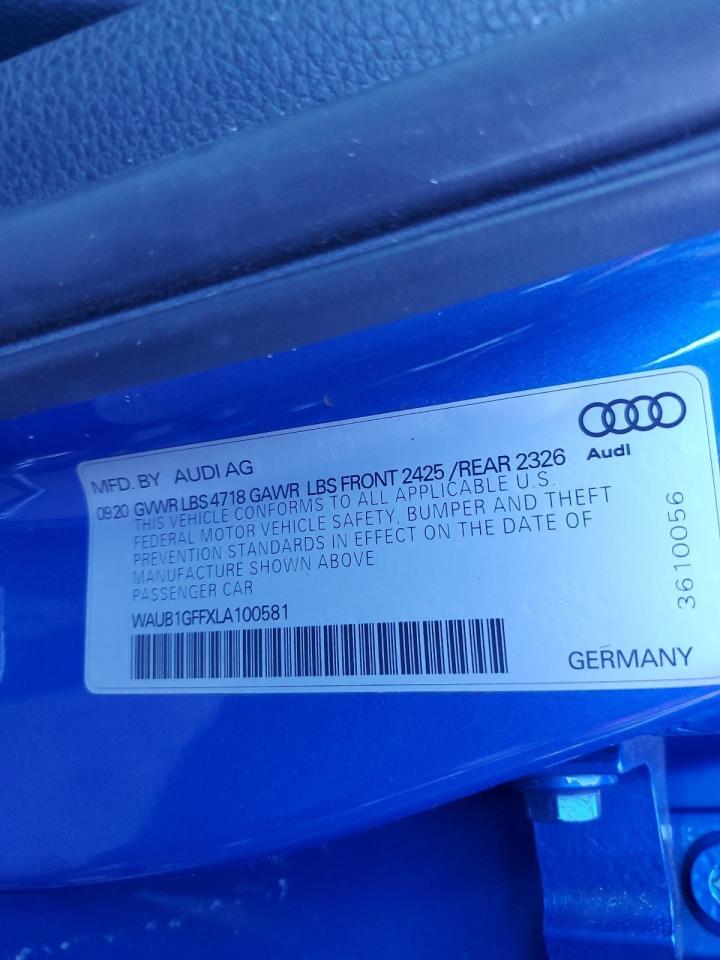 Photo 11 VIN: WAUB1GFFXLA100581 - AUDI S3 