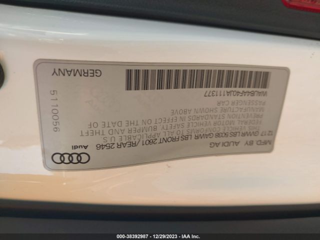 Photo 8 VIN: WAUB4AF40JA111377 - AUDI S4 