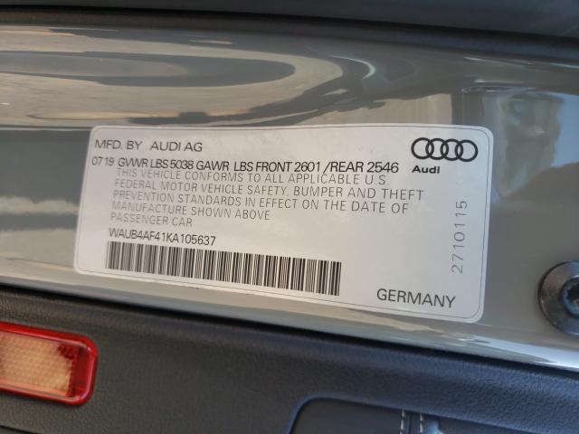 Photo 9 VIN: WAUB4AF41KA105637 - AUDI S4 PREMIUM 