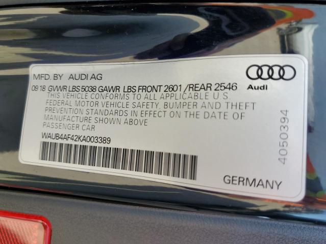 Photo 12 VIN: WAUB4AF42KA003389 - AUDI S4 PREMIUM 