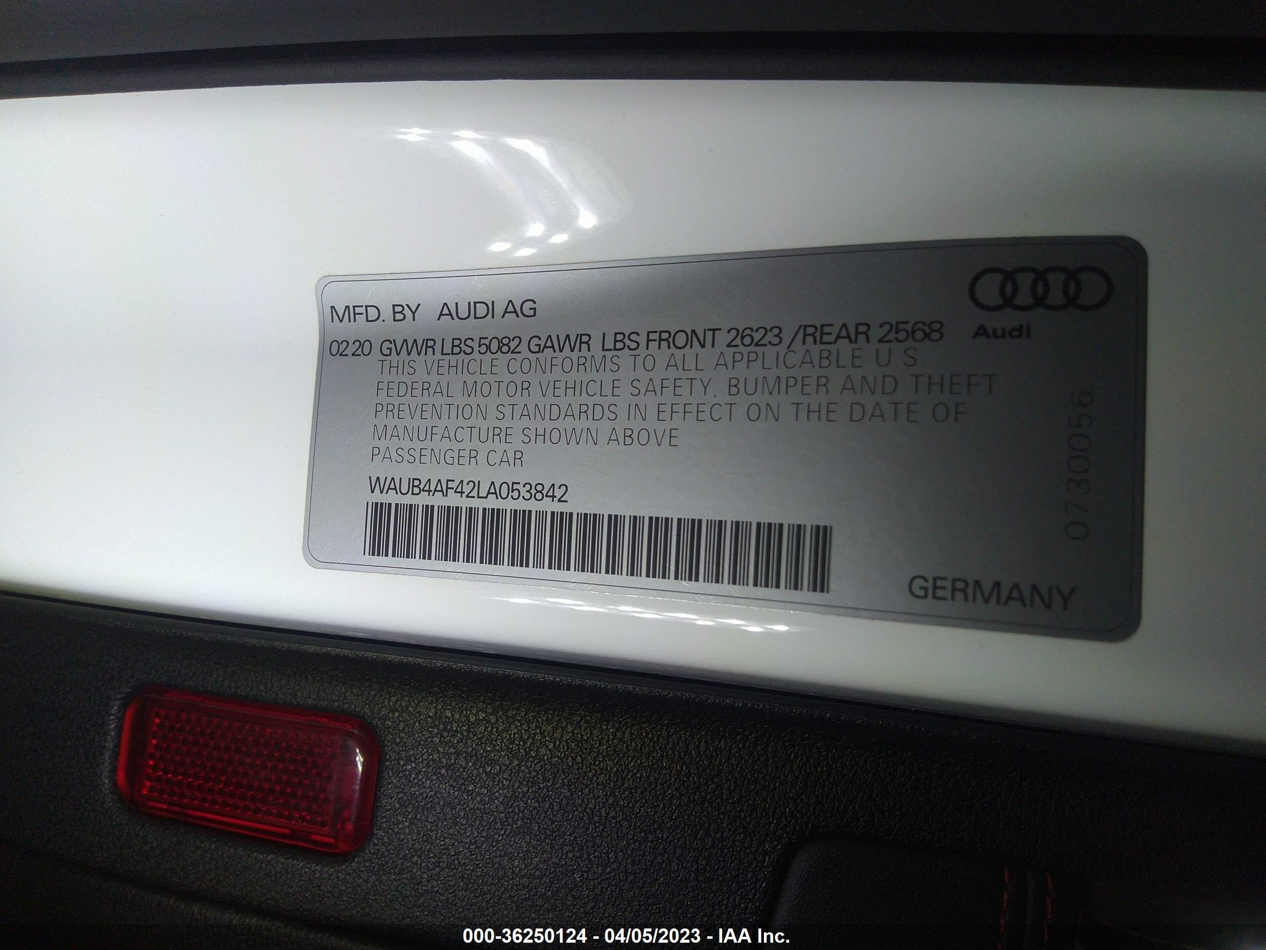 Photo 8 VIN: WAUB4AF42LA053842 - AUDI S4 