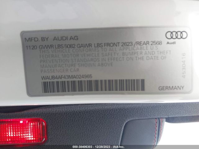 Photo 8 VIN: WAUB4AF43MA024965 - AUDI S4 