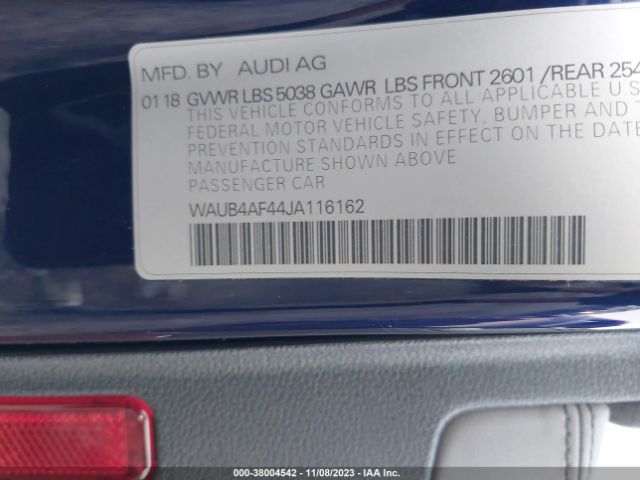 Photo 8 VIN: WAUB4AF44JA116162 - AUDI S4 