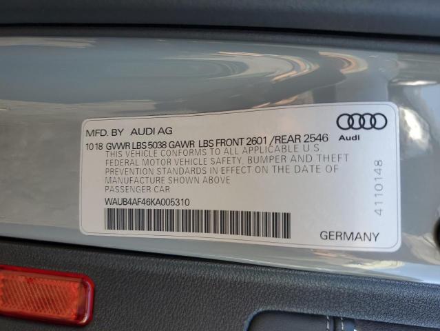 Photo 11 VIN: WAUB4AF46KA005310 - AUDI S4 PREMIUM 