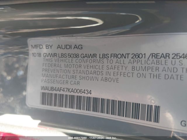 Photo 8 VIN: WAUB4AF47KA006434 - AUDI S4 