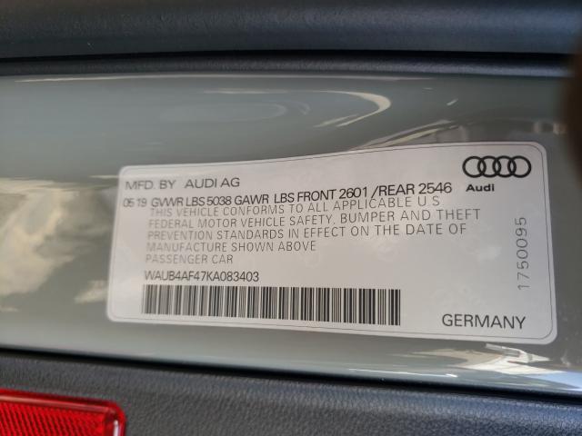 Photo 9 VIN: WAUB4AF47KA083403 - AUDI S4 PREMIUM 