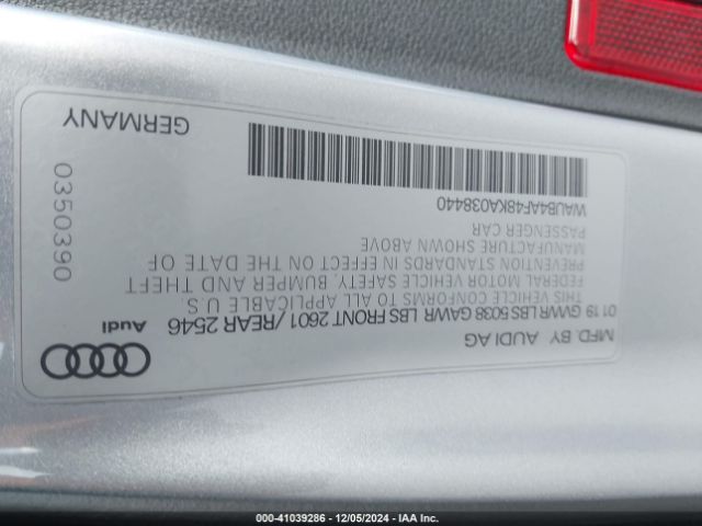 Photo 8 VIN: WAUB4AF48KA038440 - AUDI S4 