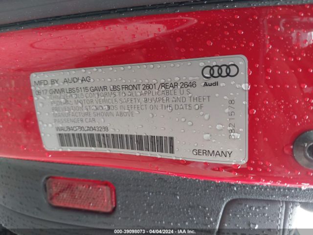 Photo 8 VIN: WAUB4CF50JA043263 - AUDI S5 