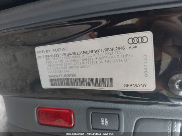 Photo 8 VIN: WAUB4CF51JA004505 - AUDI S5 