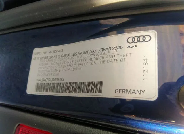 Photo 8 VIN: WAUB4CF51JA005489 - AUDI S5 SPORTBACK 