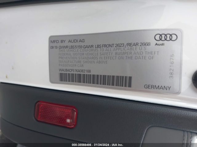 Photo 8 VIN: WAUB4CF51KA082168 - AUDI S5 