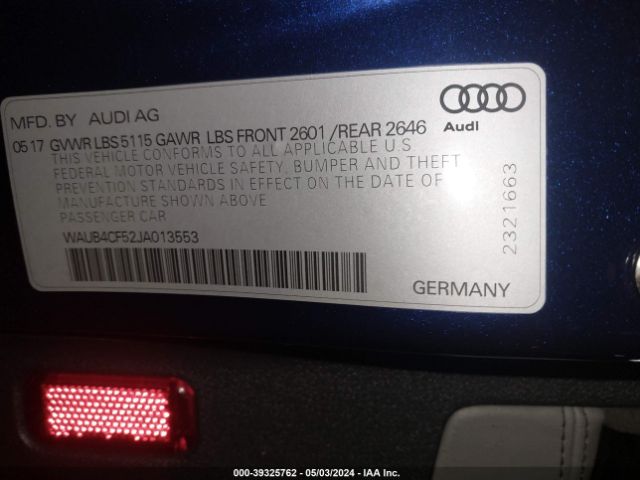 Photo 8 VIN: WAUB4CF52JA013553 - AUDI S5 