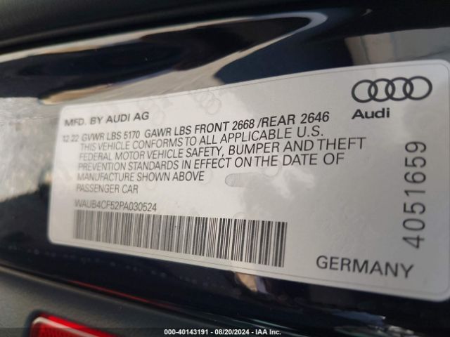 Photo 8 VIN: WAUB4CF52PA030524 - AUDI S5 