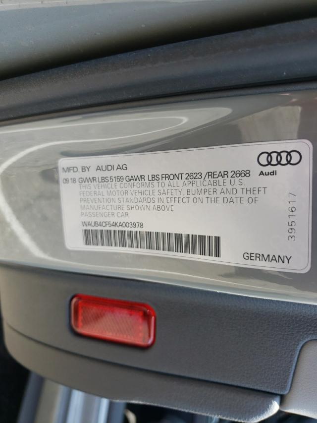 Photo 9 VIN: WAUB4CF54KA003978 - AUDI S5 