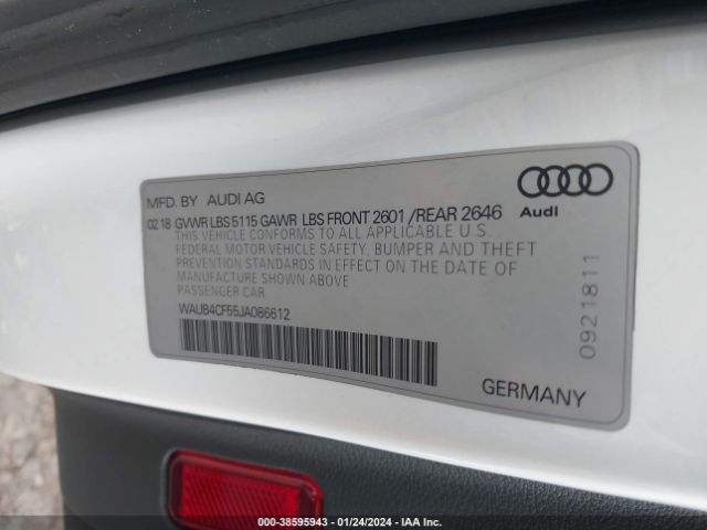 Photo 8 VIN: WAUB4CF55JA086612 - AUDI S5 