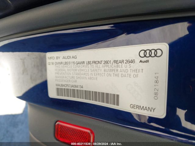 Photo 8 VIN: WAUB4CF57JA084134 - AUDI S5 