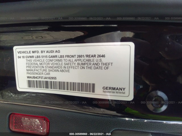 Photo 8 VIN: WAUB4CF57JA102955 - AUDI S5 SPORTBACK 