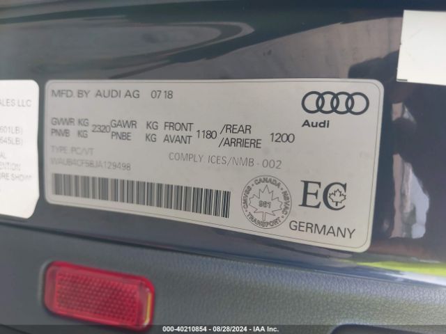 Photo 8 VIN: WAUB4CF58JA129498 - AUDI S5 