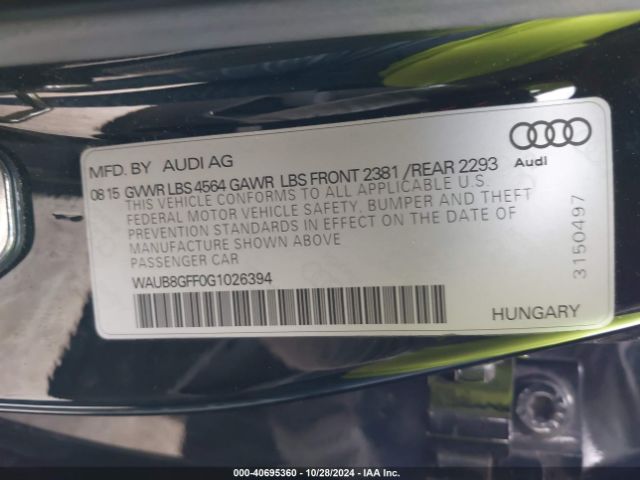 Photo 8 VIN: WAUB8GFF0G1026394 - AUDI A3 