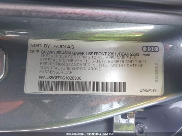 Photo 8 VIN: WAUB8GFF0G1028906 - AUDI A3 