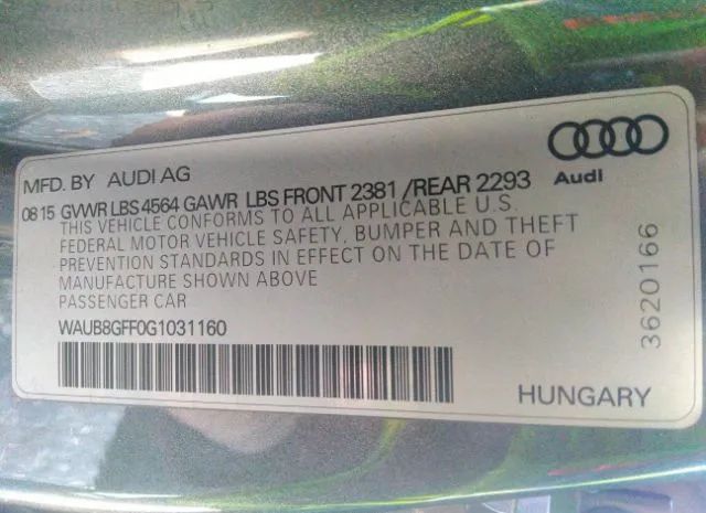 Photo 8 VIN: WAUB8GFF0G1031160 - AUDI A3 