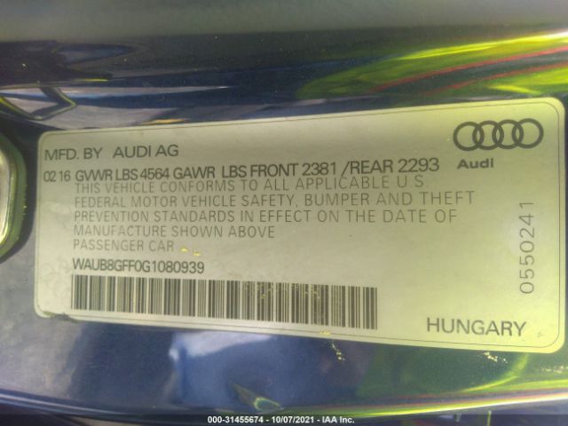 Photo 8 VIN: WAUB8GFF0G1080939 - AUDI A3 