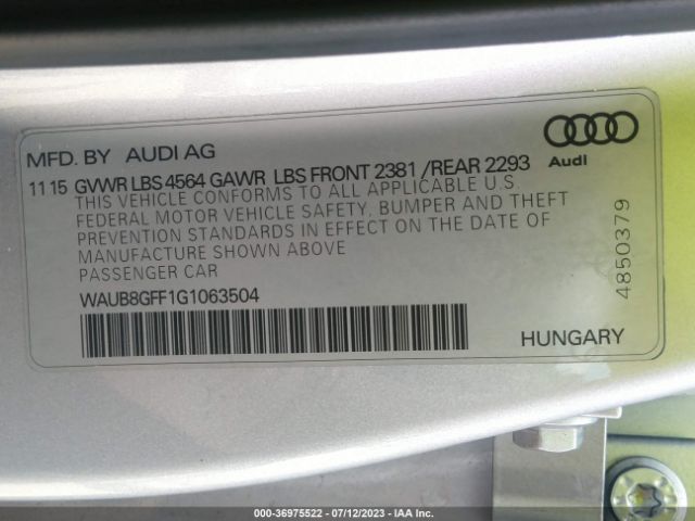 Photo 8 VIN: WAUB8GFF1G1063504 - AUDI A3 