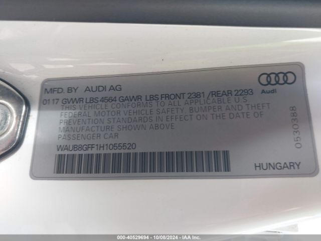 Photo 8 VIN: WAUB8GFF1H1055520 - AUDI A3 