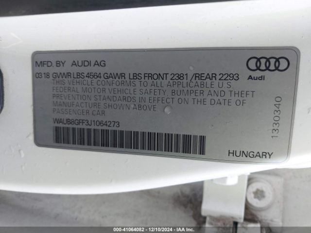 Photo 8 VIN: WAUB8GFF3J1064273 - AUDI A3 