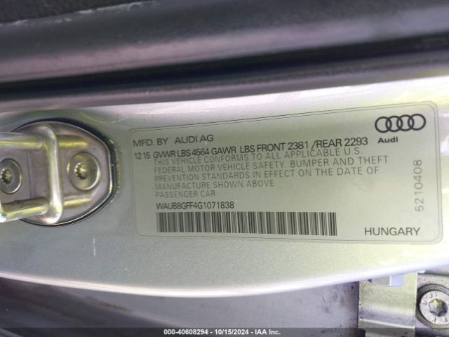 Photo 8 VIN: WAUB8GFF4G1071838 - AUDI A3 