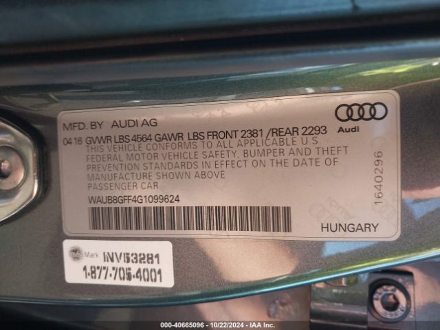 Photo 8 VIN: WAUB8GFF4G1099624 - AUDI A3 