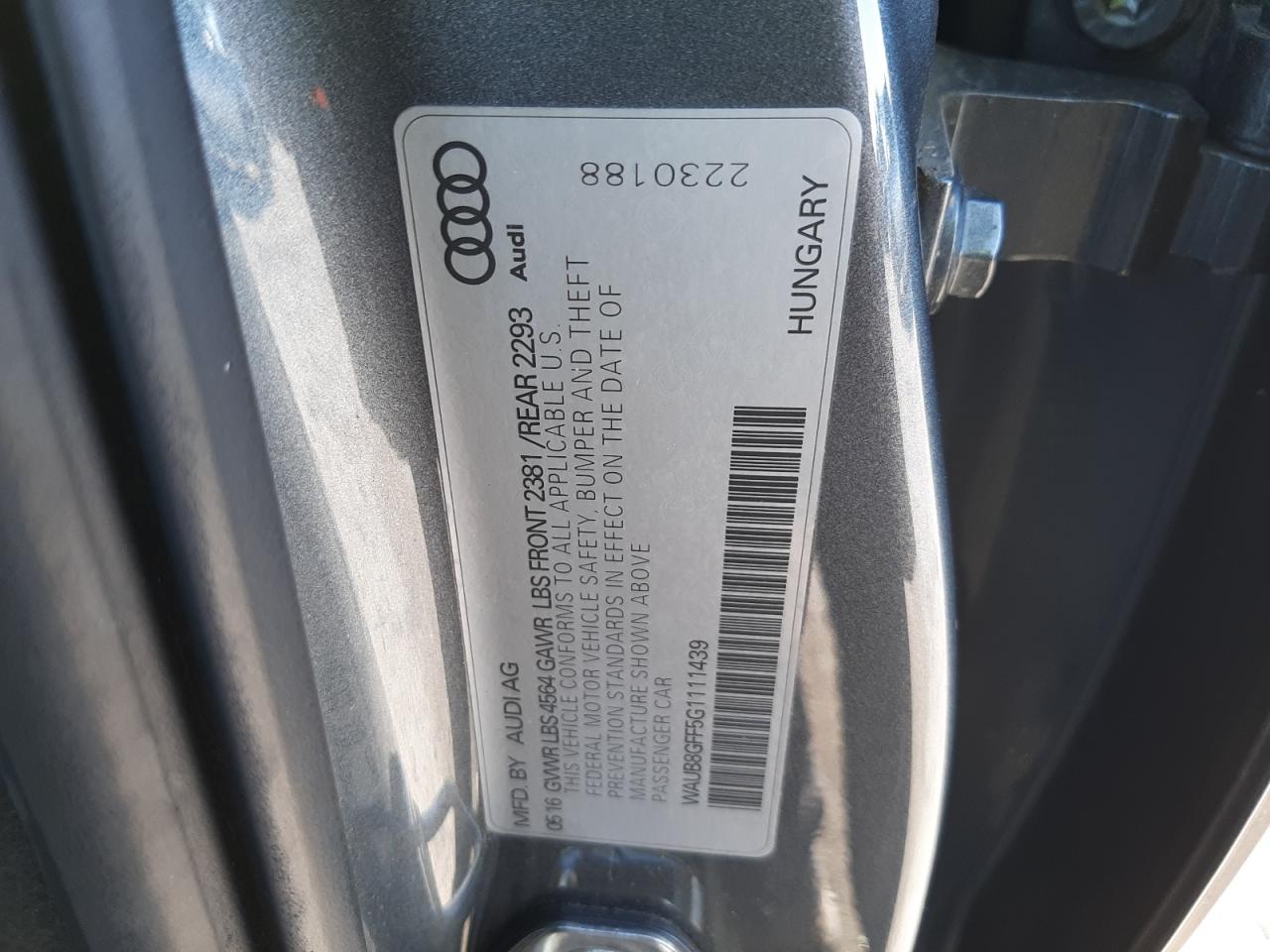 Photo 11 VIN: WAUB8GFF5G1111439 - AUDI A3 