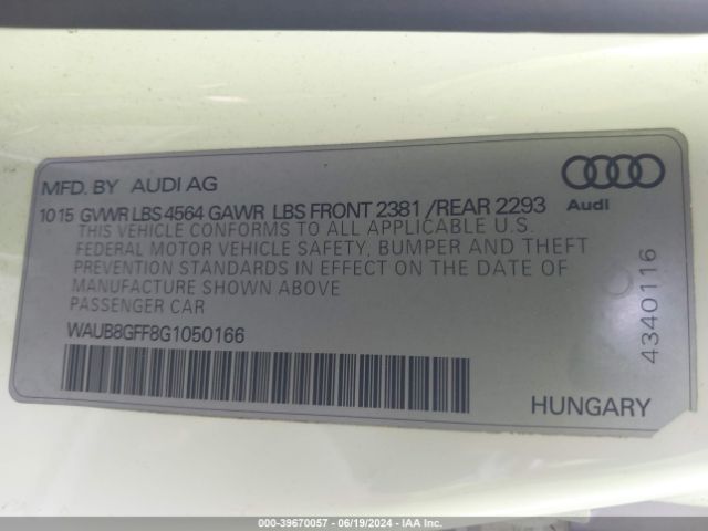 Photo 8 VIN: WAUB8GFF8G1050166 - AUDI A3 