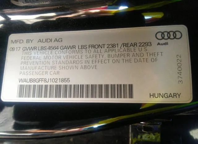 Photo 8 VIN: WAUB8GFF8J1021855 - AUDI A3 SEDAN 