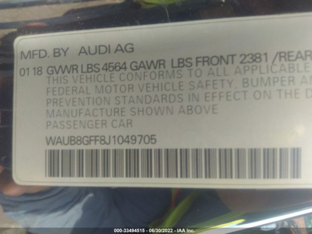 Photo 8 VIN: WAUB8GFF8J1049705 - AUDI A3 SEDAN 