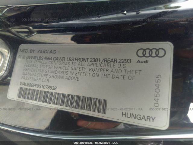 Photo 8 VIN: WAUB8GFF9G1078638 - AUDI A3 