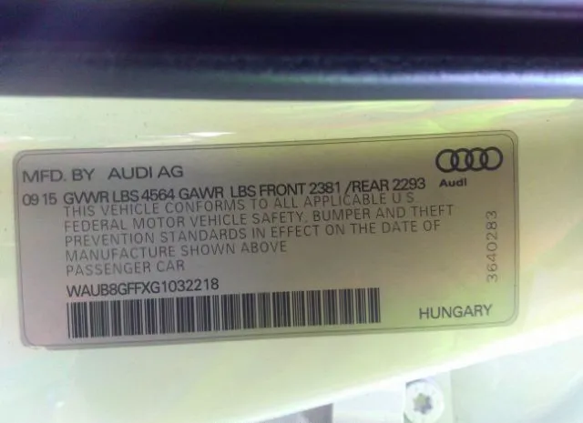 Photo 8 VIN: WAUB8GFFXG1032218 - AUDI A3 