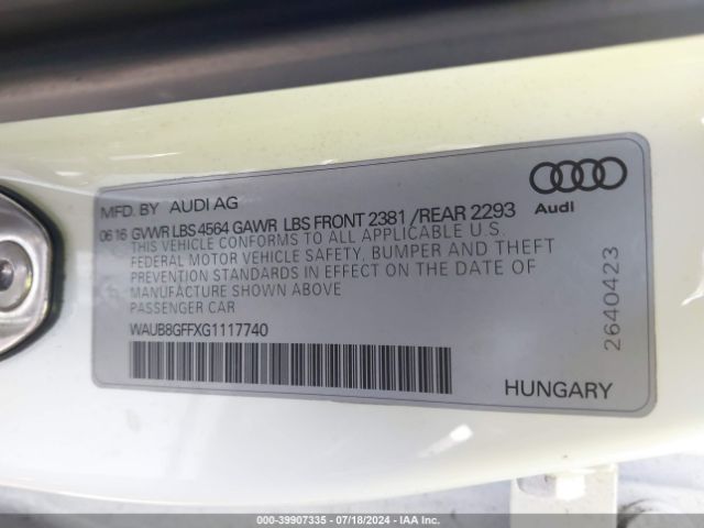 Photo 8 VIN: WAUB8GFFXG1117740 - AUDI A3 