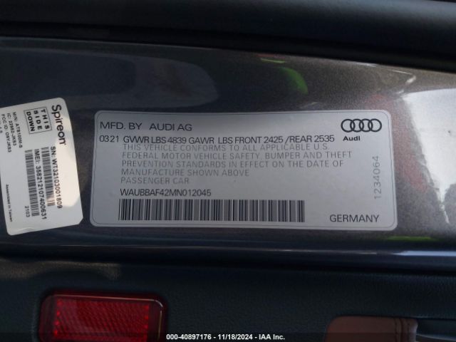 Photo 8 VIN: WAUBBAF42MN012045 - AUDI A4 