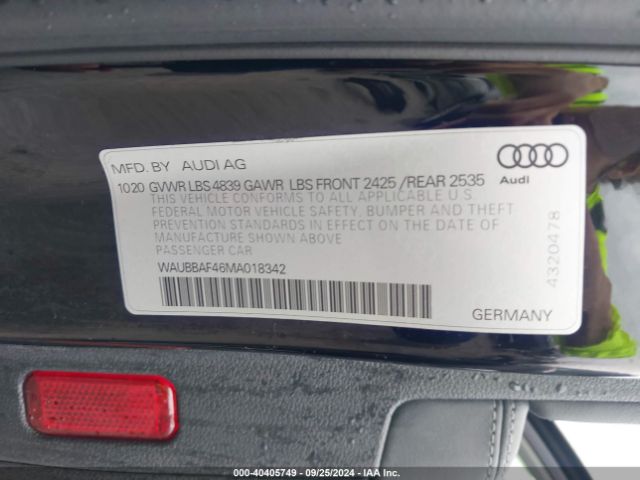 Photo 8 VIN: WAUBBAF46MA018342 - AUDI A4 