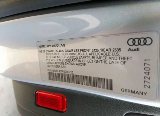 Photo 8 VIN: WAUBBAF47PN000252 - AUDI A4 SEDAN 