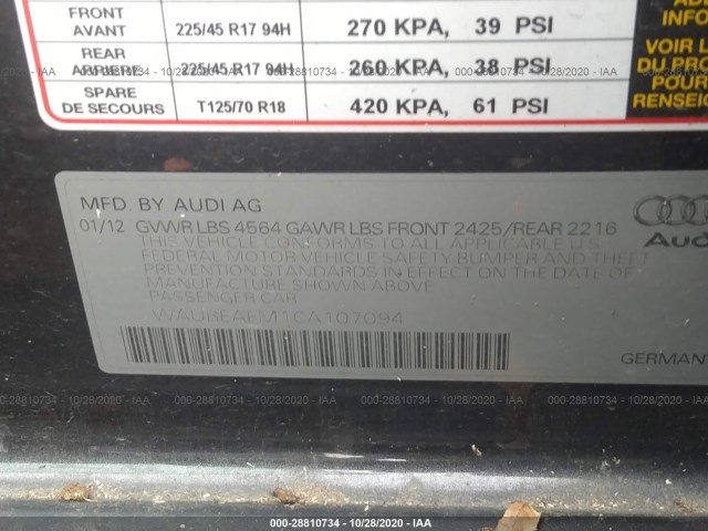 Photo 8 VIN: WAUBEAFM1CA107094 - AUDI A3 